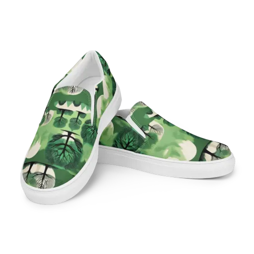 Verdant Tableau on a Men's Slip-On Canvas Shoes