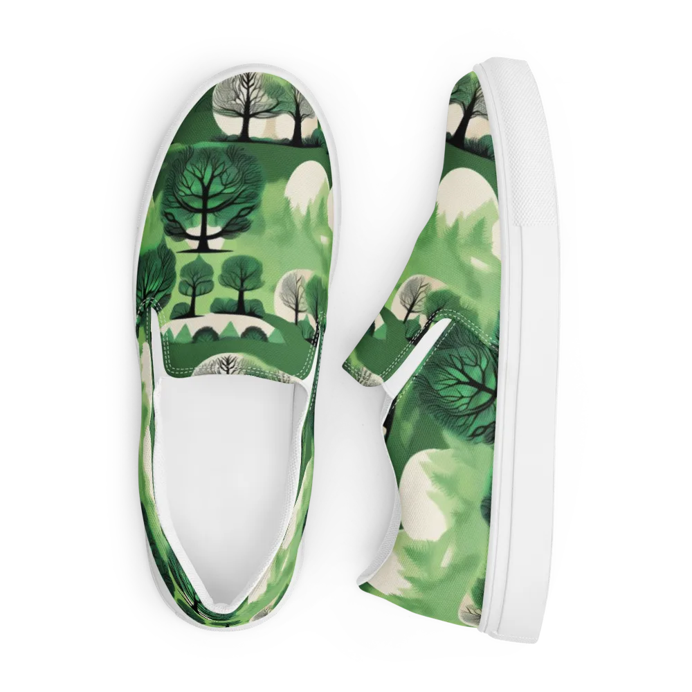 Verdant Tableau on Men's Slip-On Canvas Shoes — Front
