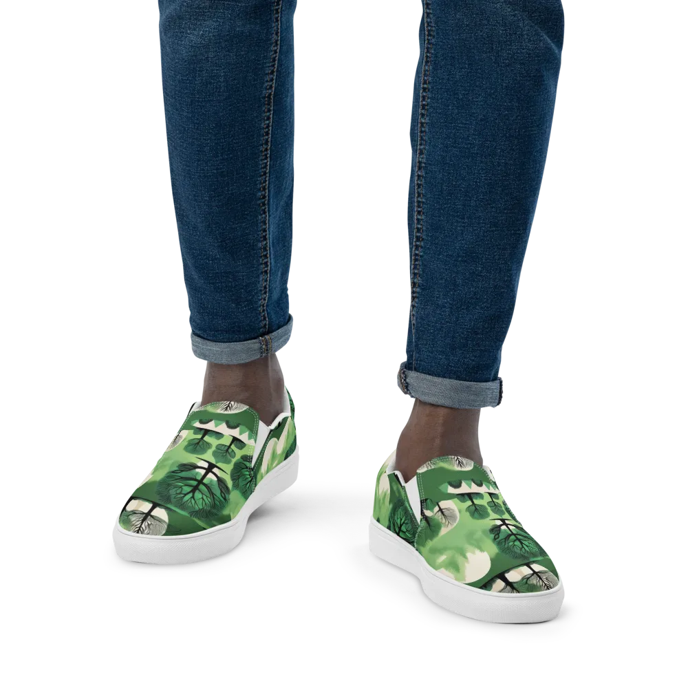 Verdant Tableau on Men's Slip-On Canvas Shoes — Front