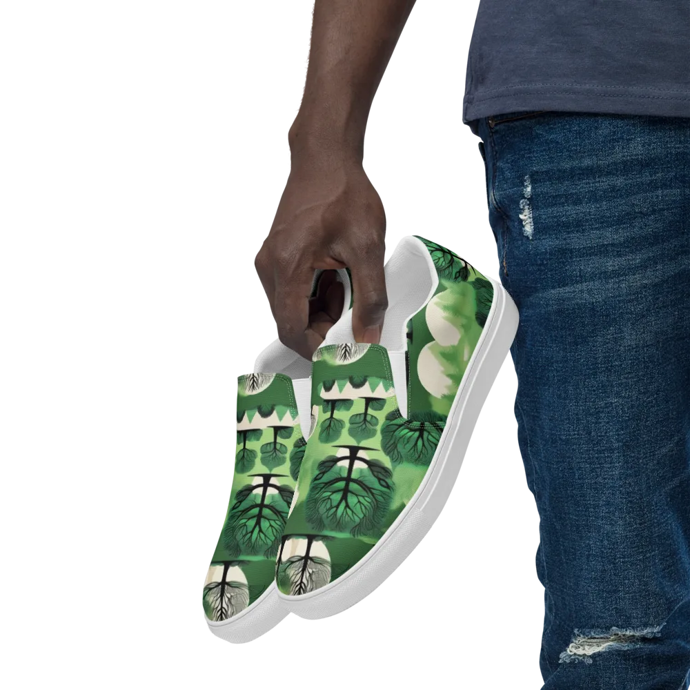 Verdant Tableau on Men's Slip-On Canvas Shoes — Left Front