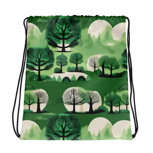 Verdant Tableau on a Drawstring Bag