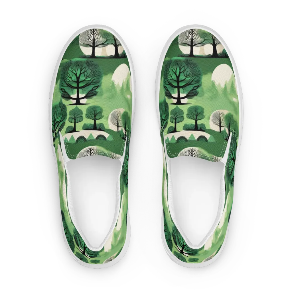Verdant Tableau on Women's Slip-On Canvas Shoes — Front