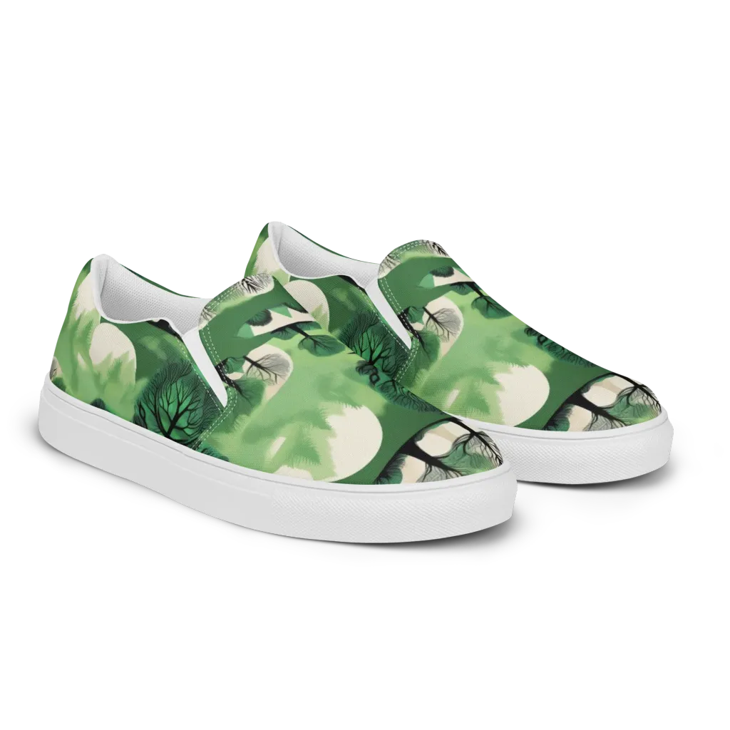 Verdant Tableau on Women's Slip-On Canvas Shoes — Right Front
