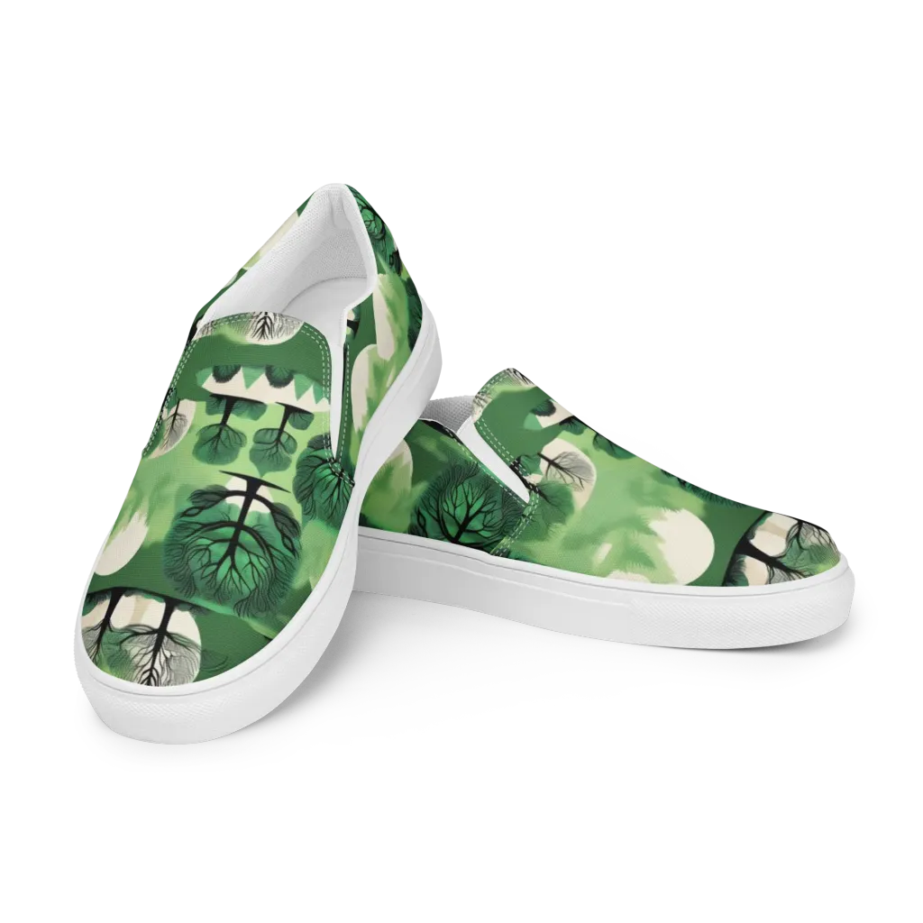Verdant Tableau on Women's Slip-On Canvas Shoes — Left Front