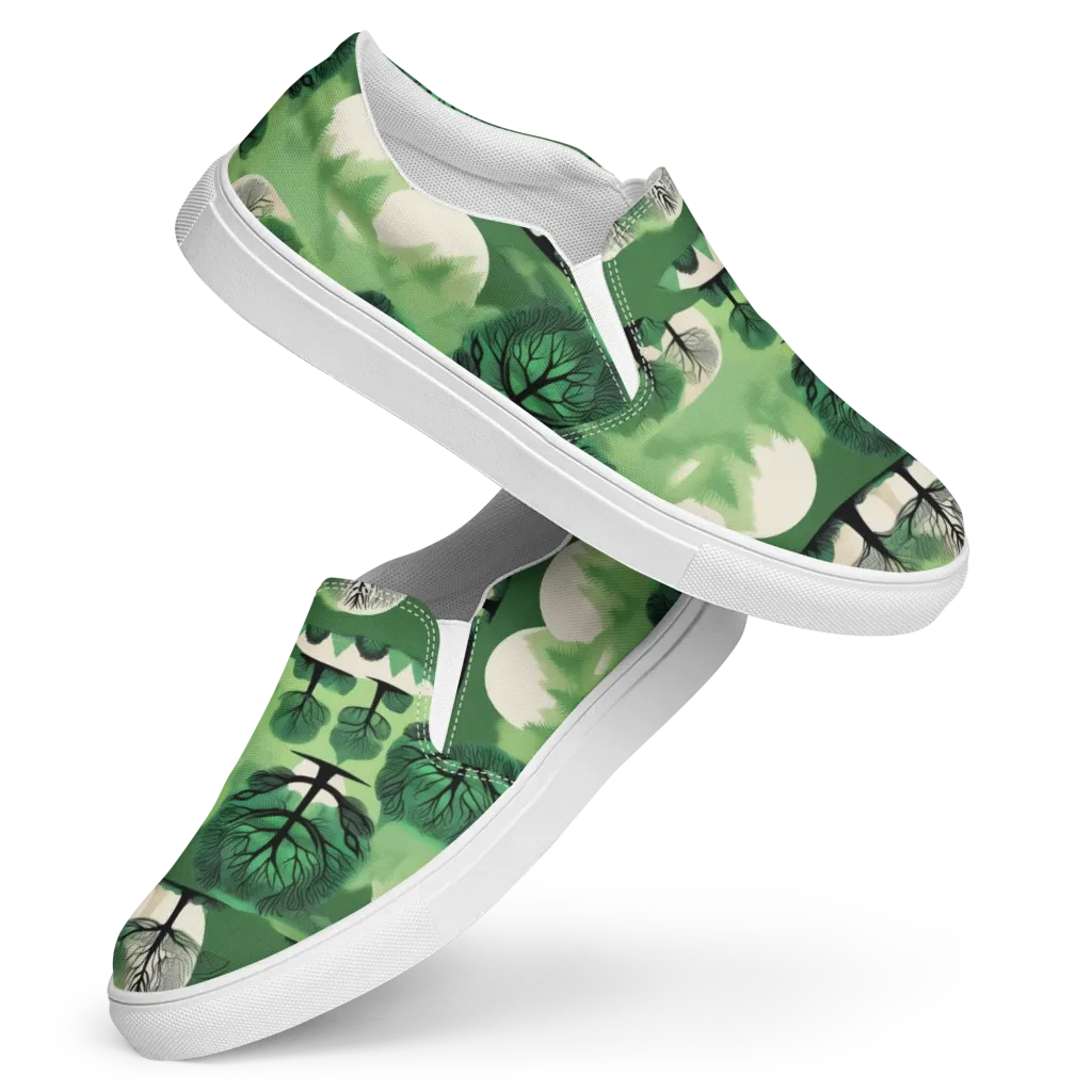 Verdant Tableau on Women's Slip-On Canvas Shoes — Front