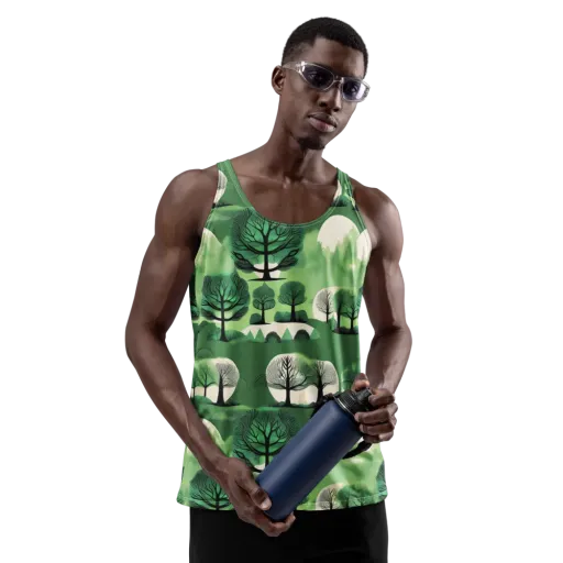 Verdant Tableau on a Men's Tank Top
