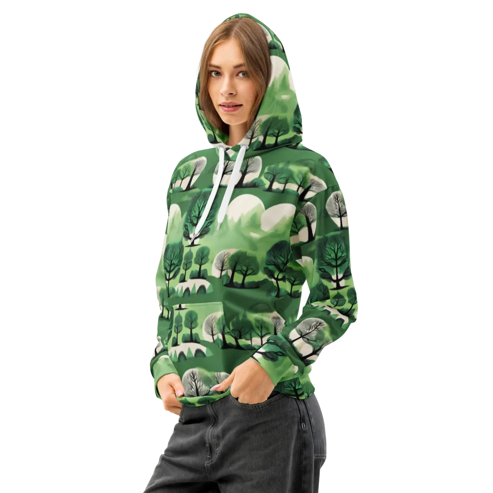 Verdant Tableau on Cotton Hoodie — Left Front