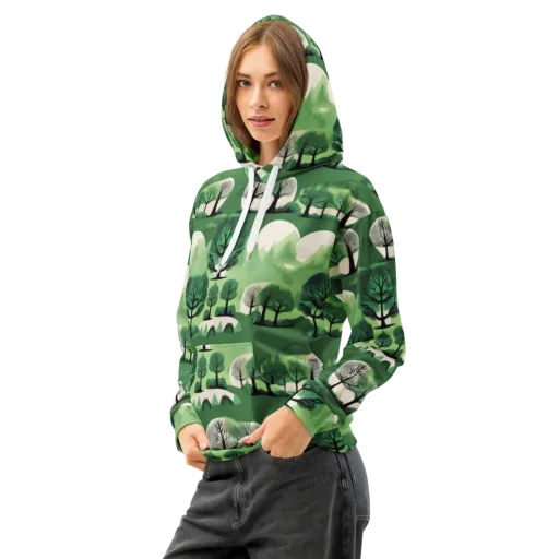 Verdant Tableau on a Cotton Hoodie