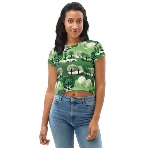 Verdant Tableau on a Crop Tee