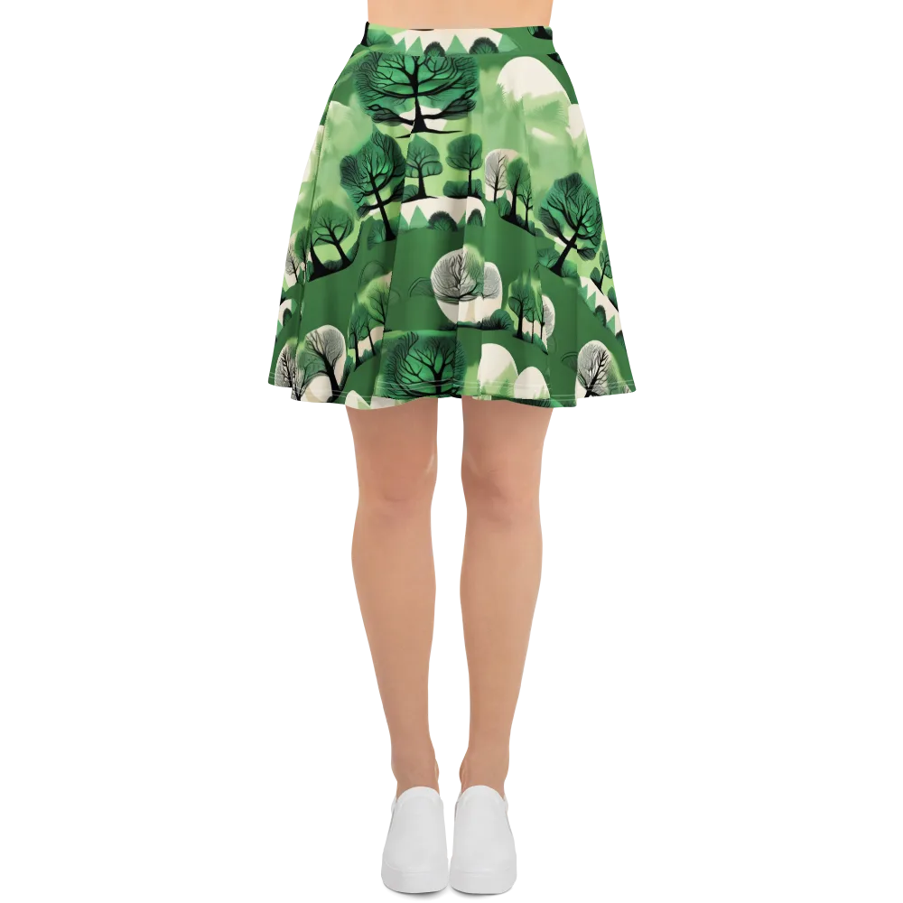Verdant Tableau on Skater Skirt — Front
