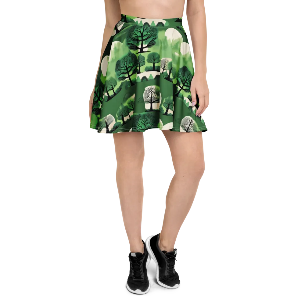 Verdant Tableau on Skater Skirt — Front
