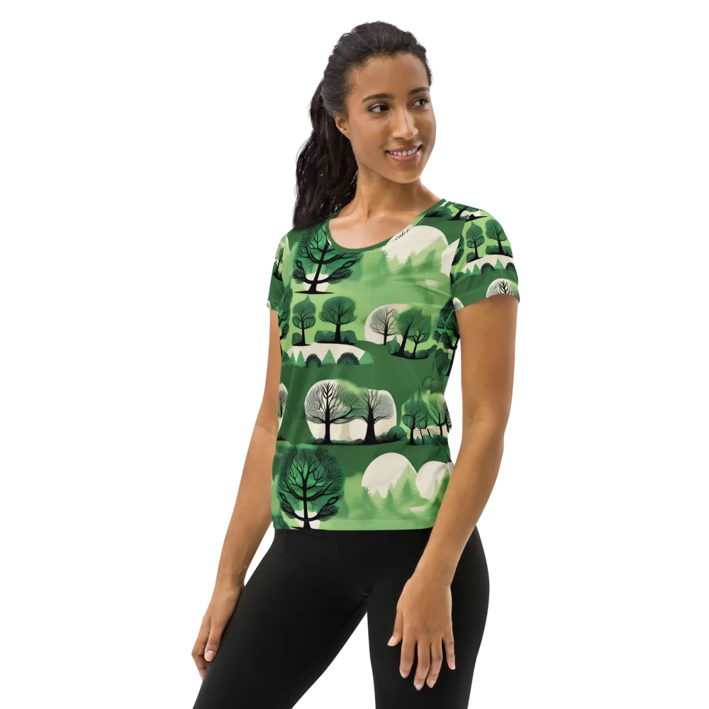 Verdant Tableau on Women's Athletic T-Shirt — Left