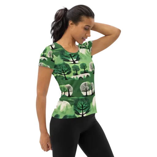 Verdant Tableau on a Women's Athletic T-Shirt