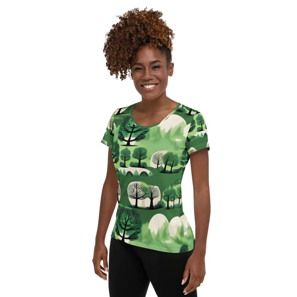 Verdant Tableau on Women's Athletic T-Shirt — Left