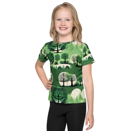Verdant Tableau on a Kids Crew Neck T-Shirt