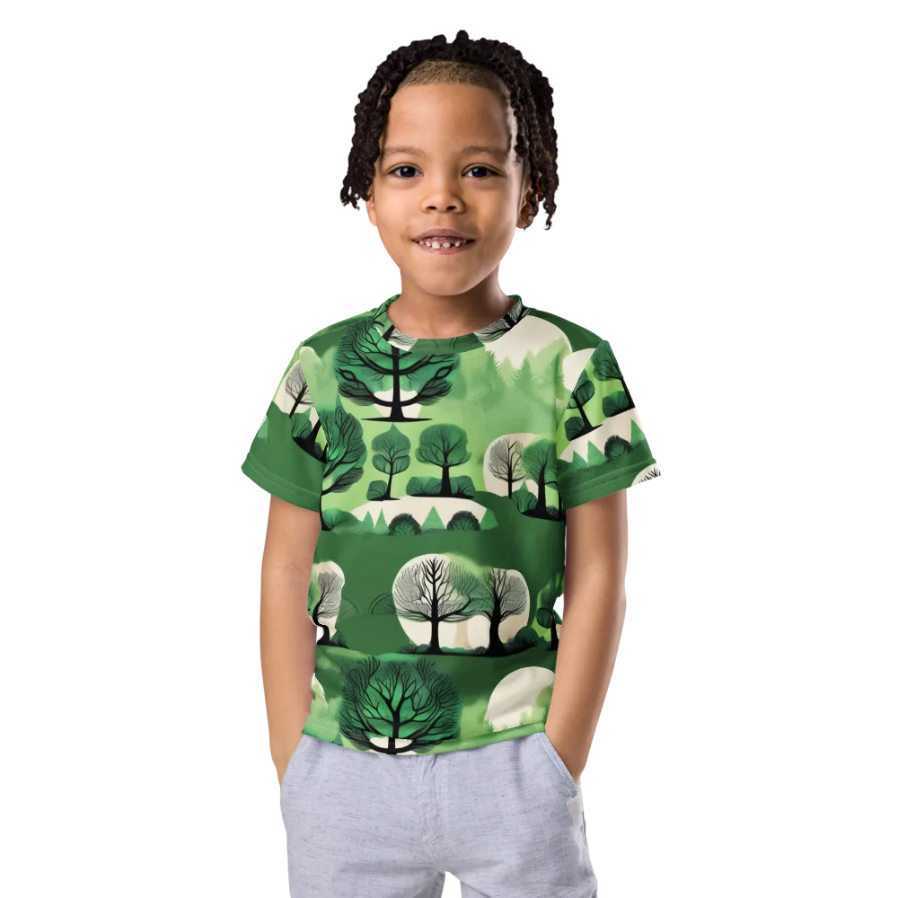 Verdant Tableau on Kids Crew Neck T-Shirt — Front