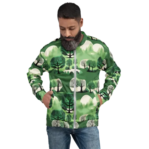 Verdant Tableau on a Bomber Jacket