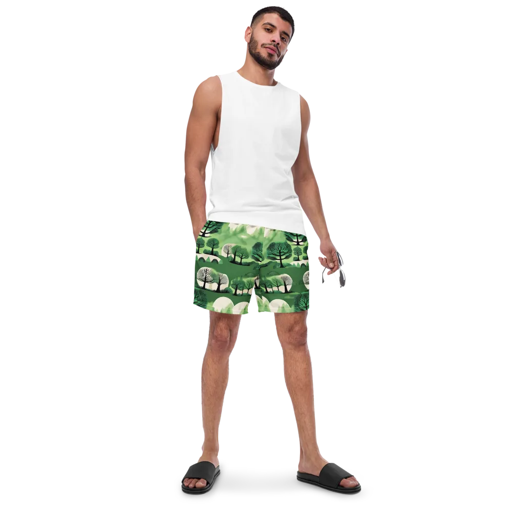 Verdant Tableau on Swim Trunks — Front