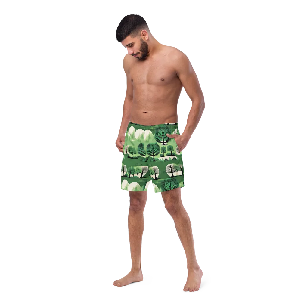 Verdant Tableau on Swim Trunks — Left Front