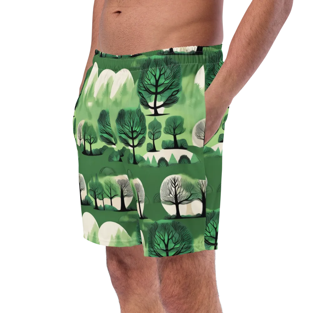 Verdant Tableau on Swim Trunks — Left Front