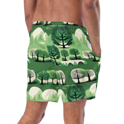 Verdant Tableau on a Swim Trunks