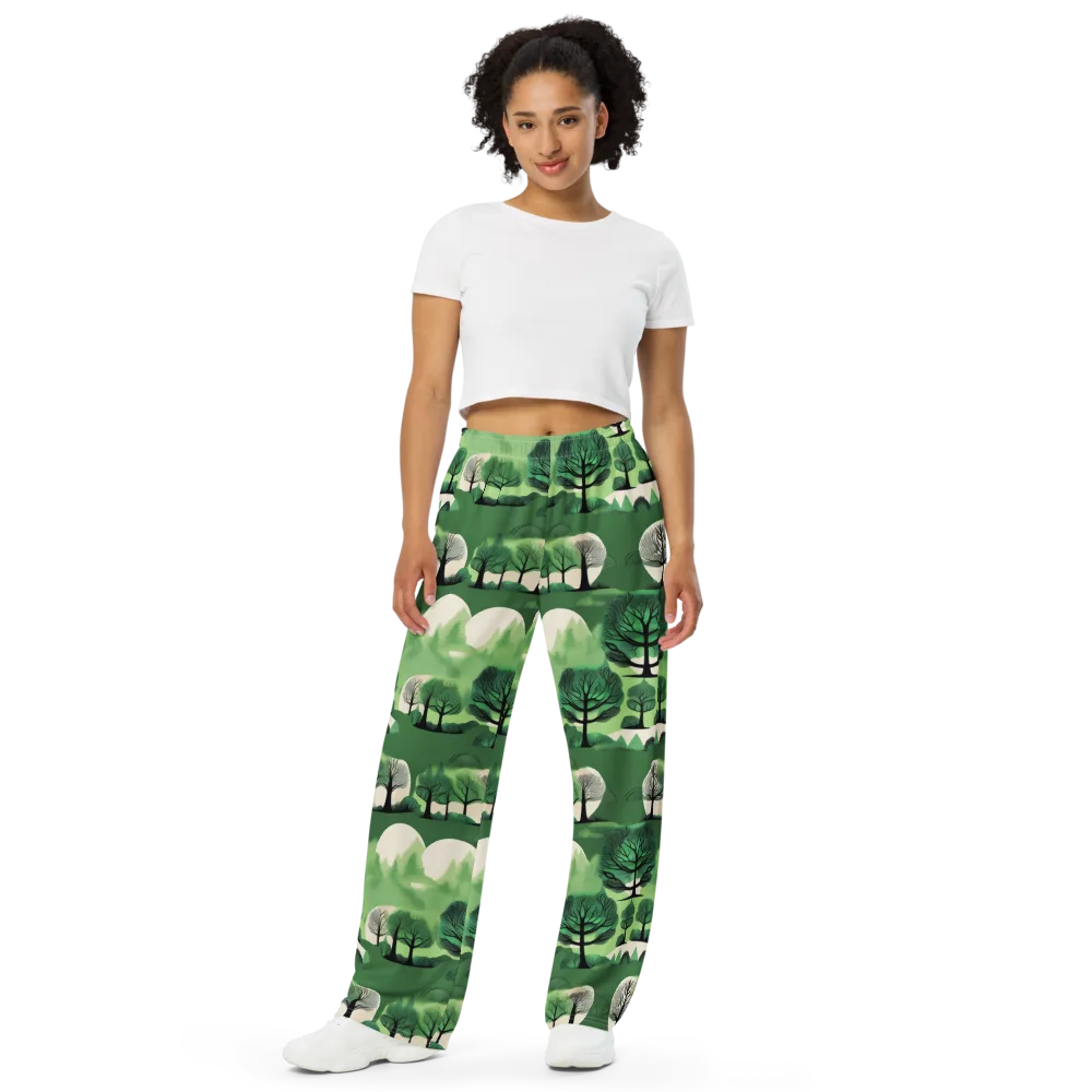 Verdant Tableau on Wide-Leg Pants — Front