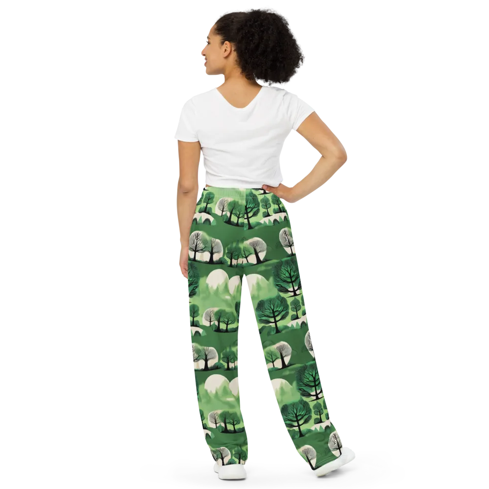 Verdant Tableau on Wide-Leg Pants — Back