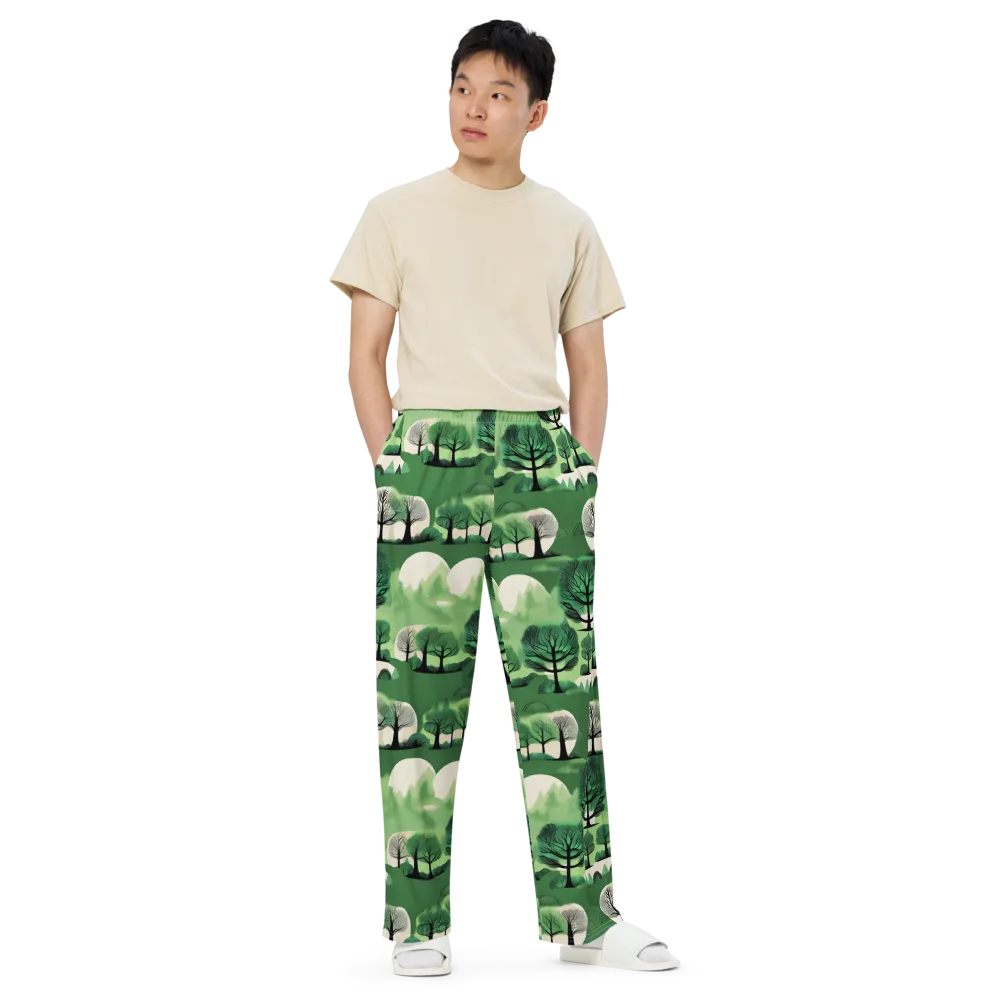 Verdant Tableau on Wide-Leg Pants — Front