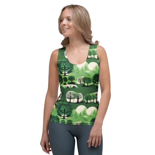 Verdant Tableau on a Women's Tank Top