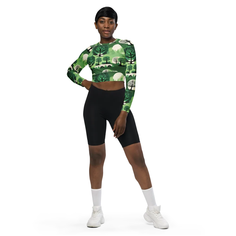 Verdant Tableau on Long Sleeve Crop Top — Front