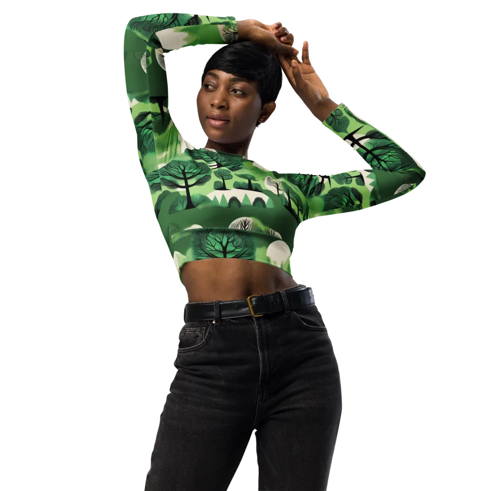 Verdant Tableau on Long Sleeve Crop Top — Front