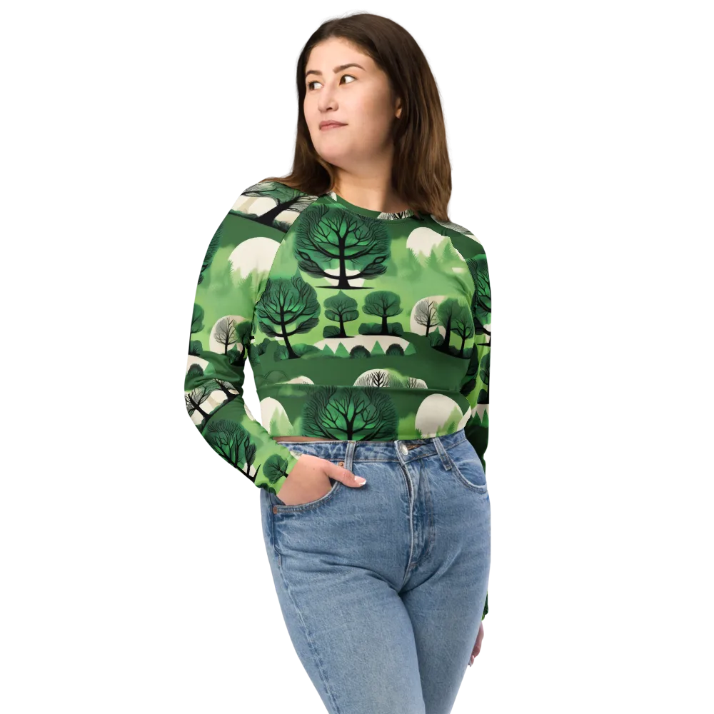 Verdant Tableau on Long Sleeve Crop Top — Front