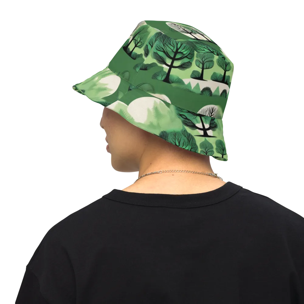 Verdant Tableau on Reversible Bucket Hat — Back Inside