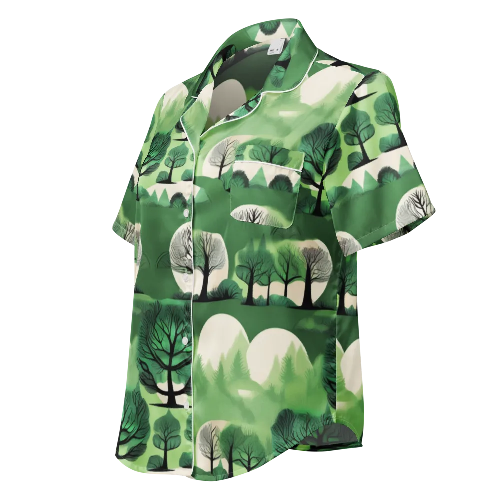 Verdant Tableau on Women's Short Sleeve Pajama Top — Left Front