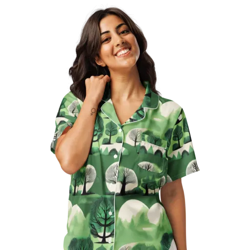 Verdant Tableau on a Women's Short Sleeve Pajama Top