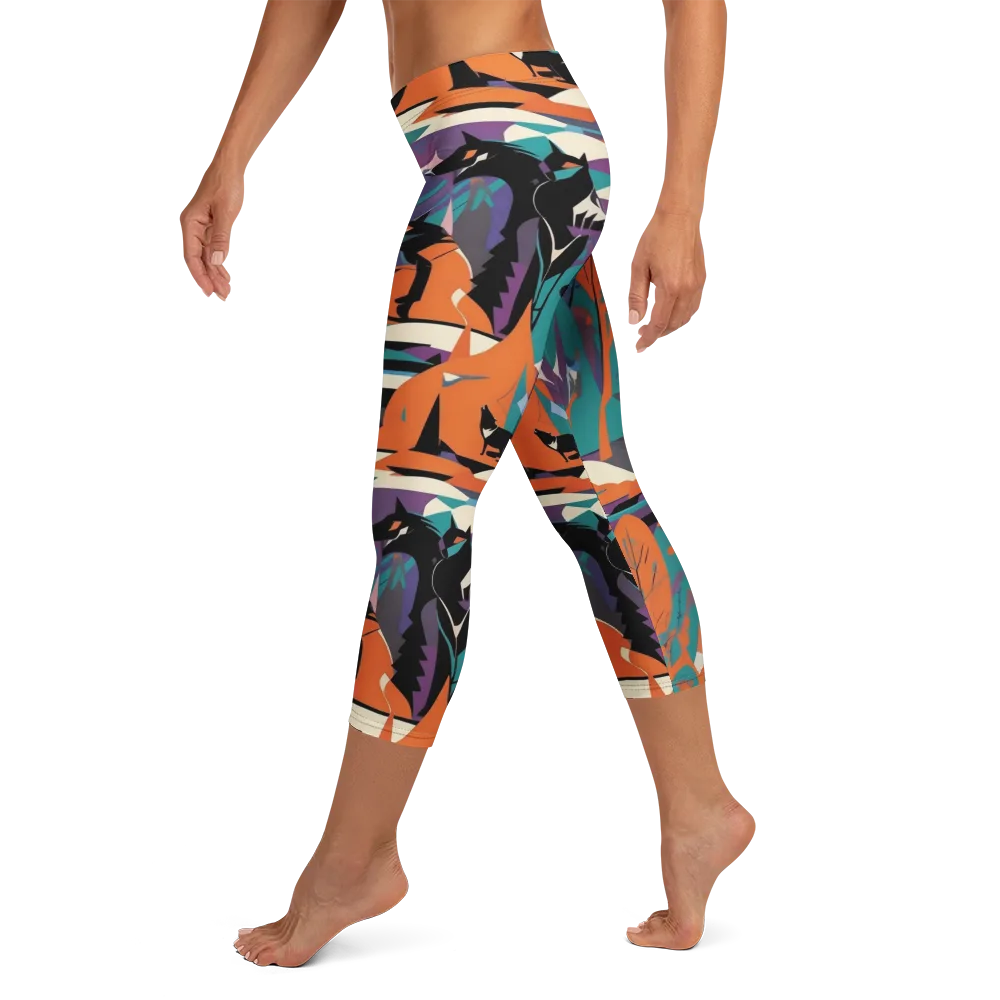 Vermilion Woodland on Capri Leggings — Left