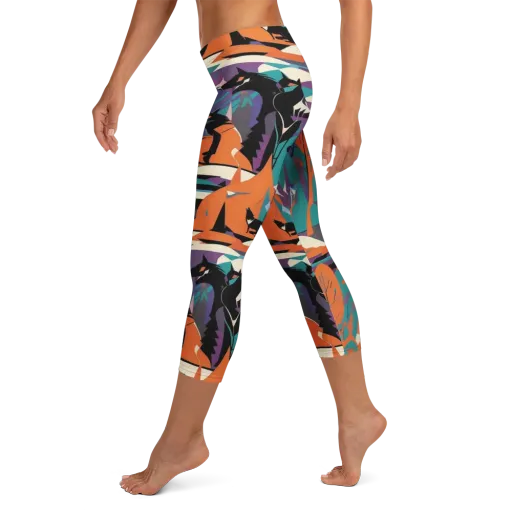 Vermilion Woodland on a Capri Leggings