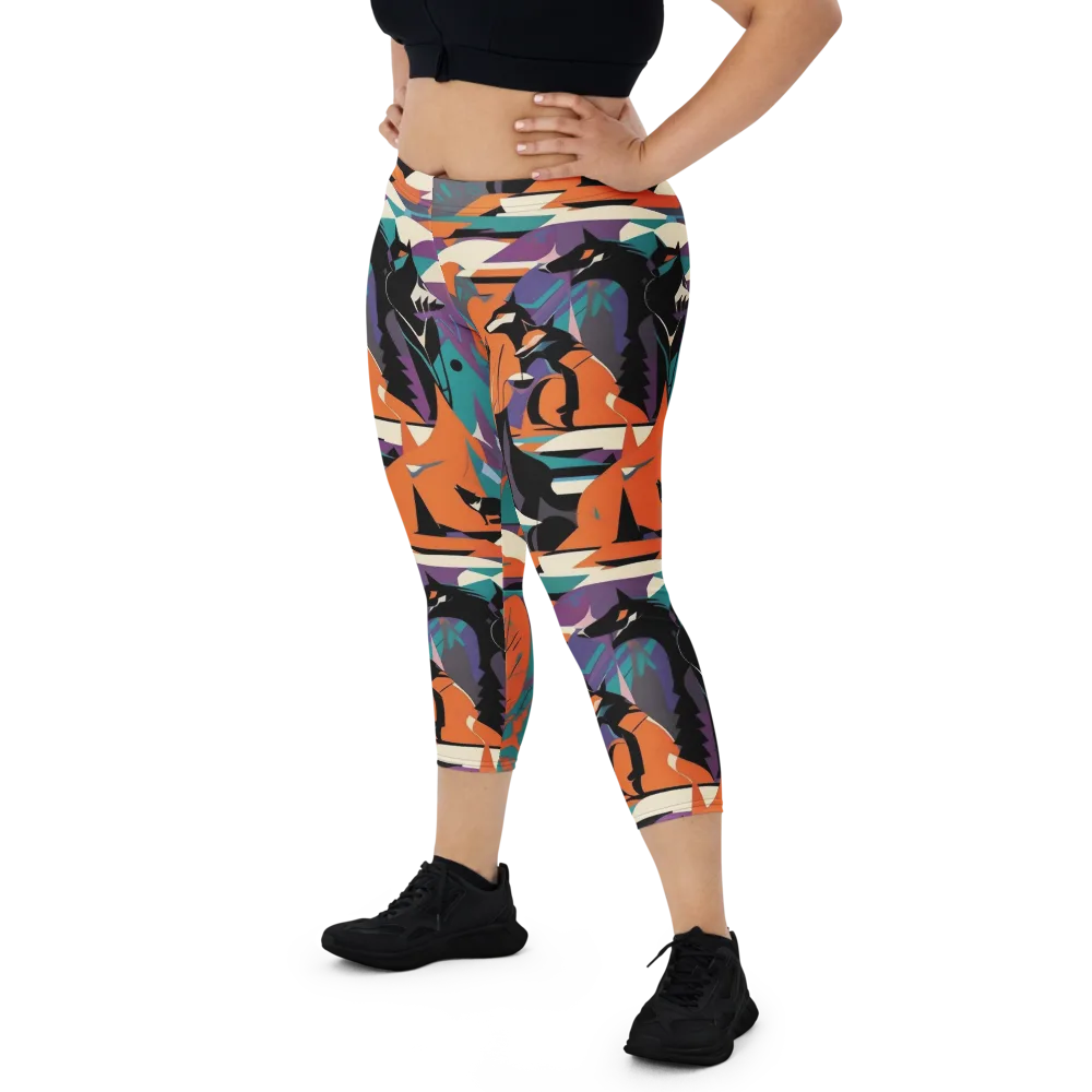 Vermilion Woodland on Capri Leggings — Front