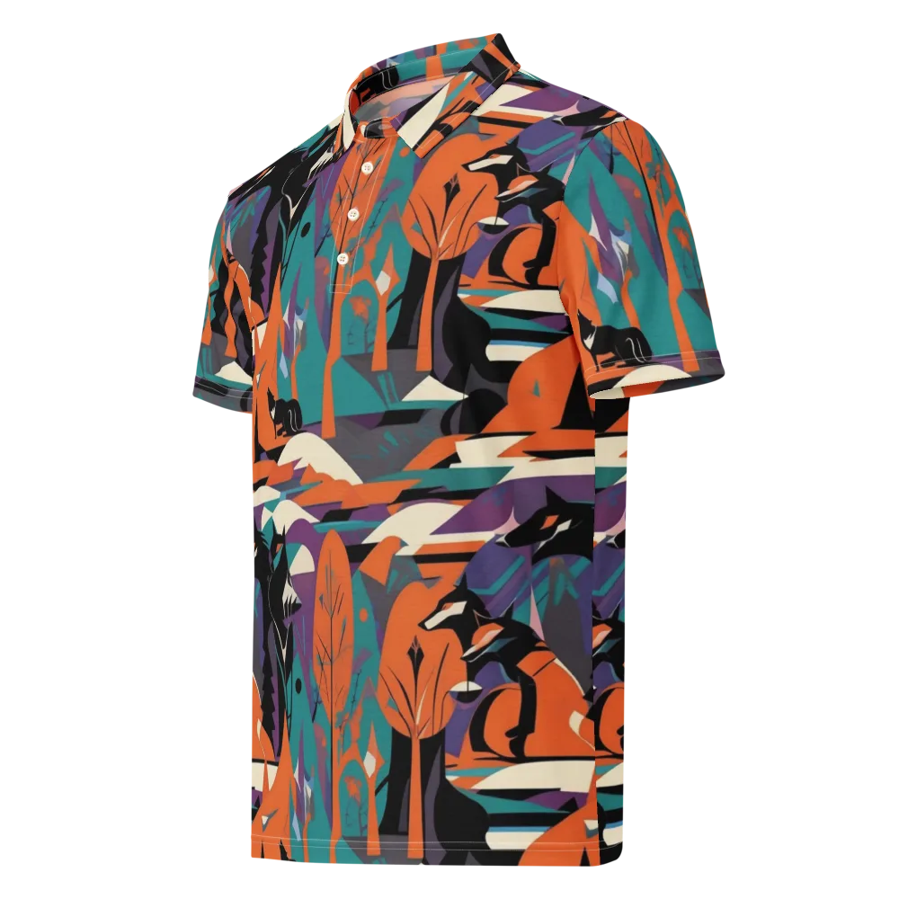 Vermilion Woodland on Men's Slim Fit Polo Shirt — Left Front