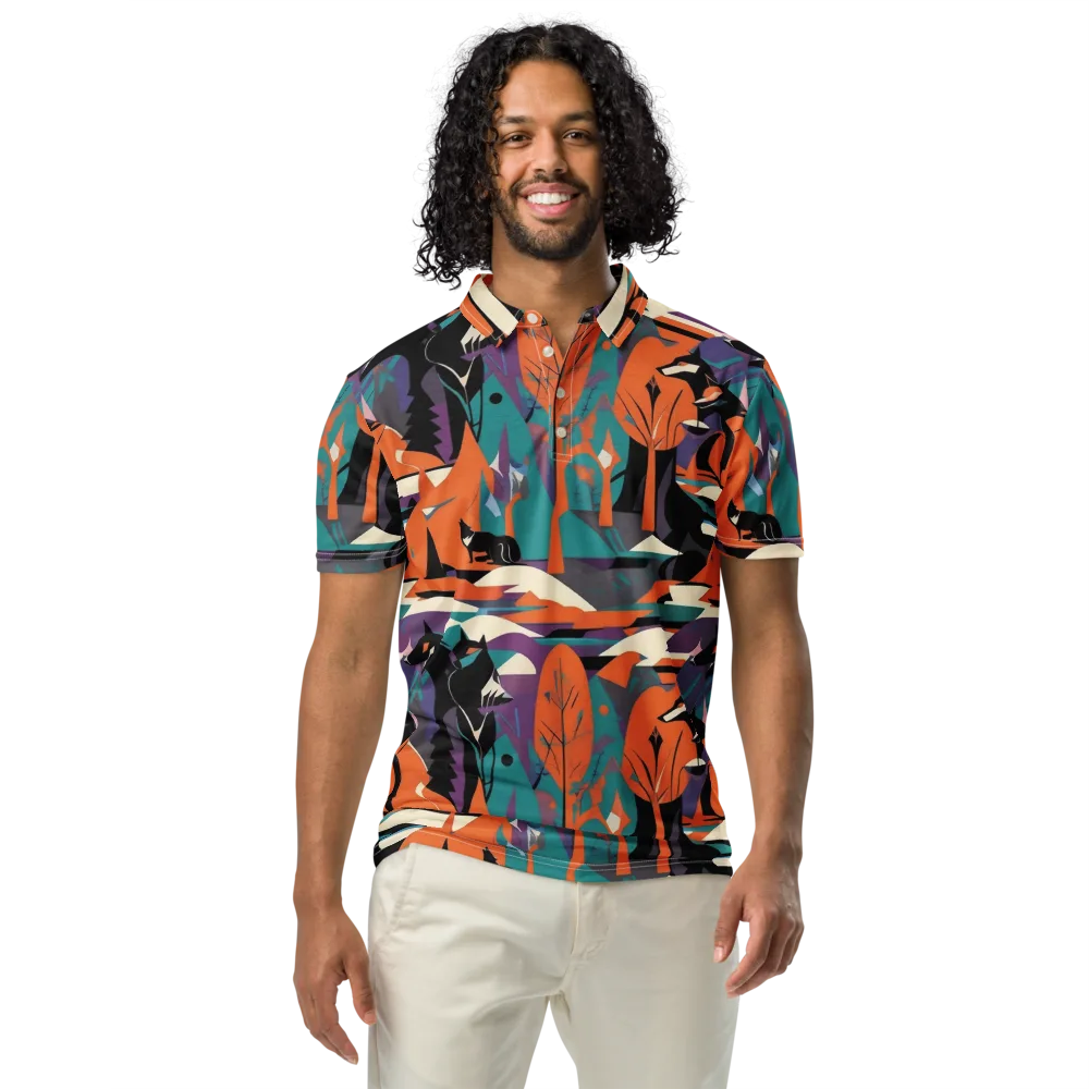Vermilion Woodland on Men's Slim Fit Polo Shirt — Front