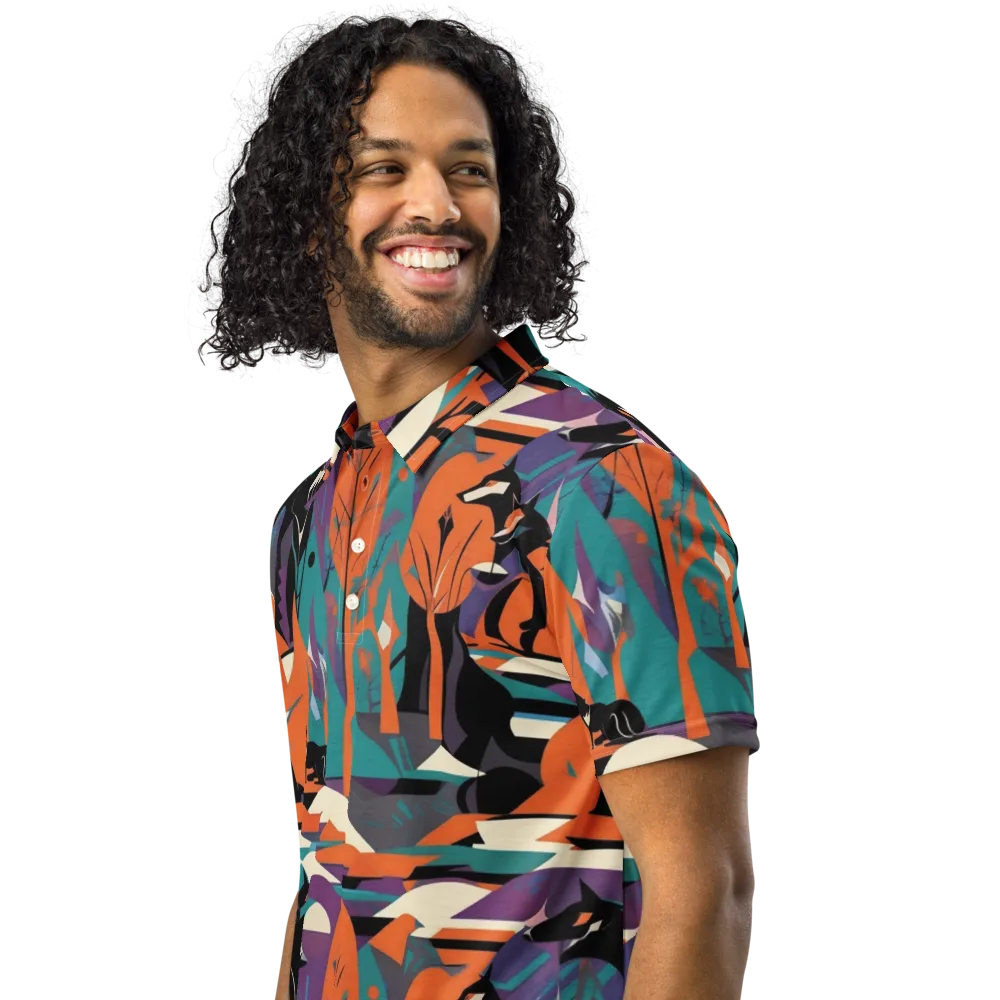 Vermilion Woodland on Men's Slim Fit Polo Shirt — Left Front
