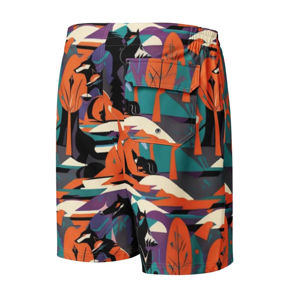 Vermilion Woodland on Men's Board Shorts — Back