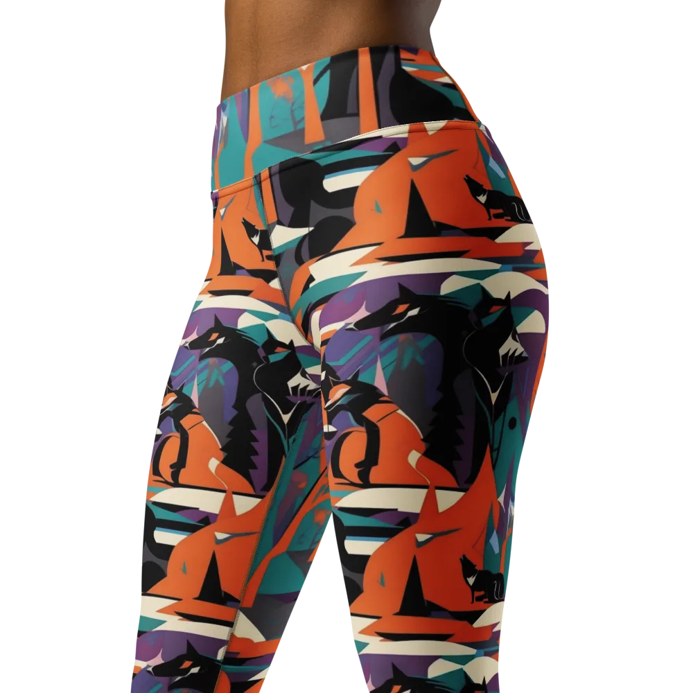 Vermilion Woodland on Yoga Leggings — Left Front