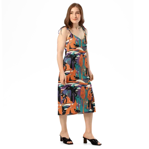 Vermilion Woodland on a Slip Dress