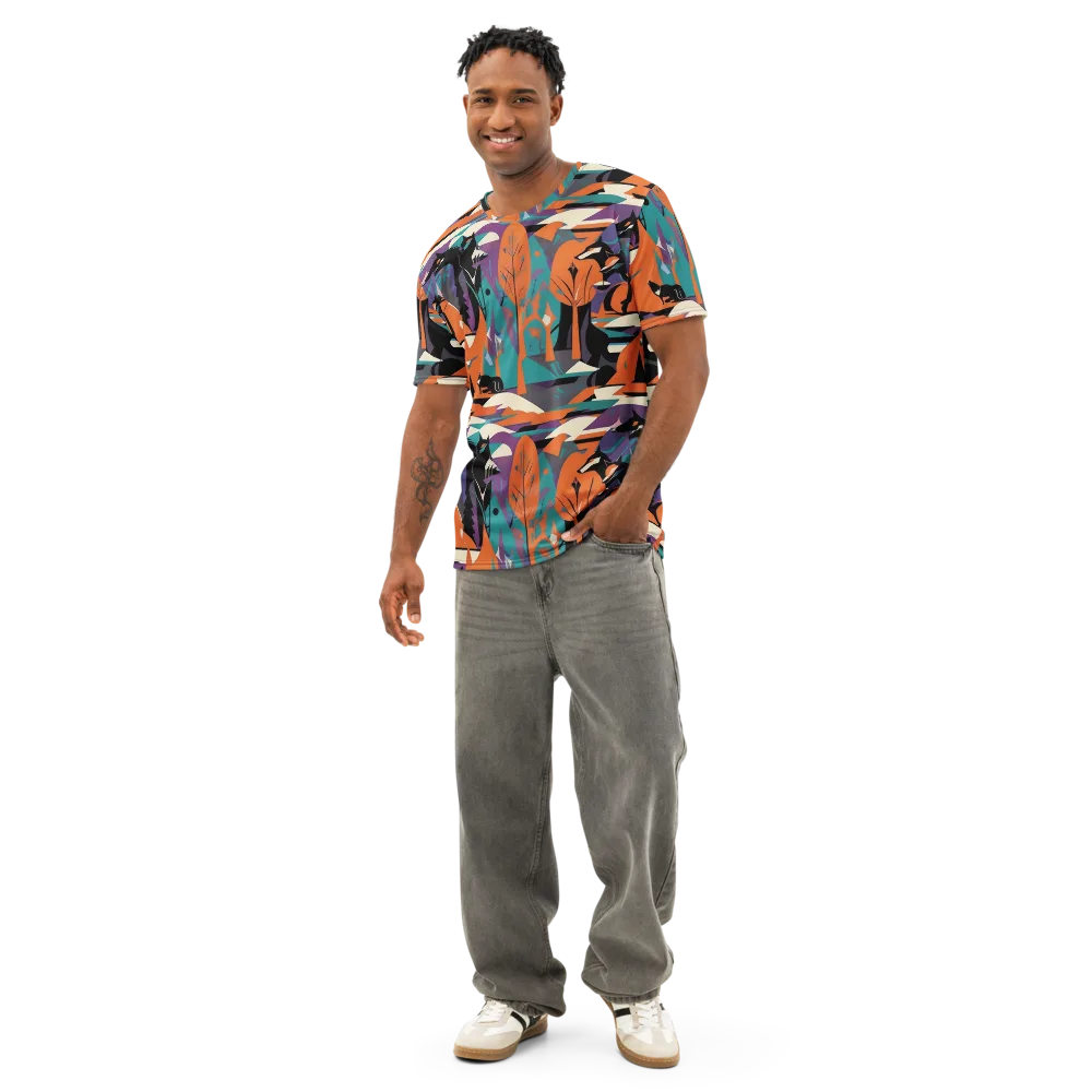 Vermilion Woodland on Men's Cotton Crew Neck T-Shirt — Front