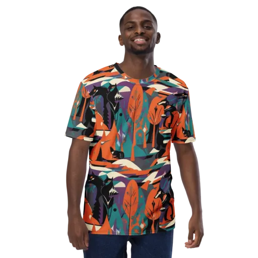 Vermilion Woodland on a Men's Crew Neck T-Shirt