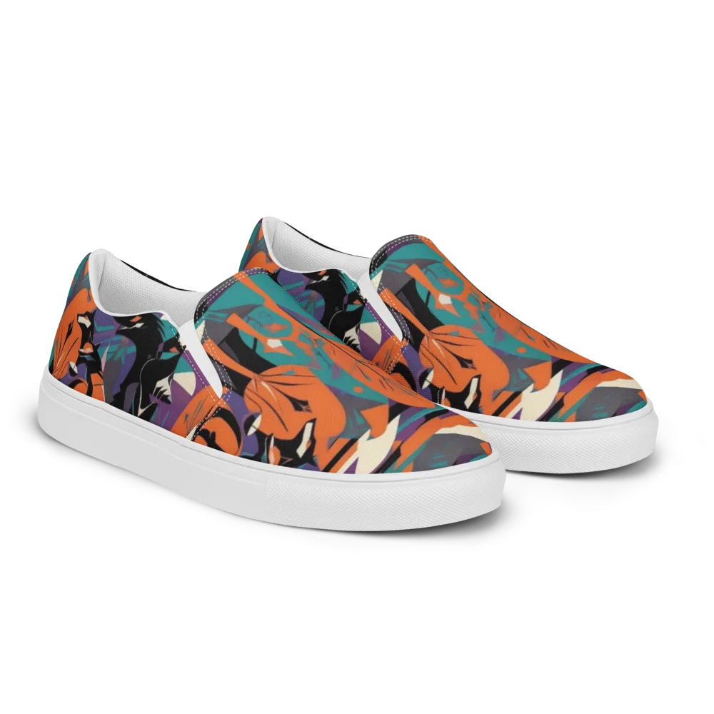 Vermilion Woodland on Men's Slip-On Canvas Shoes — Right Front