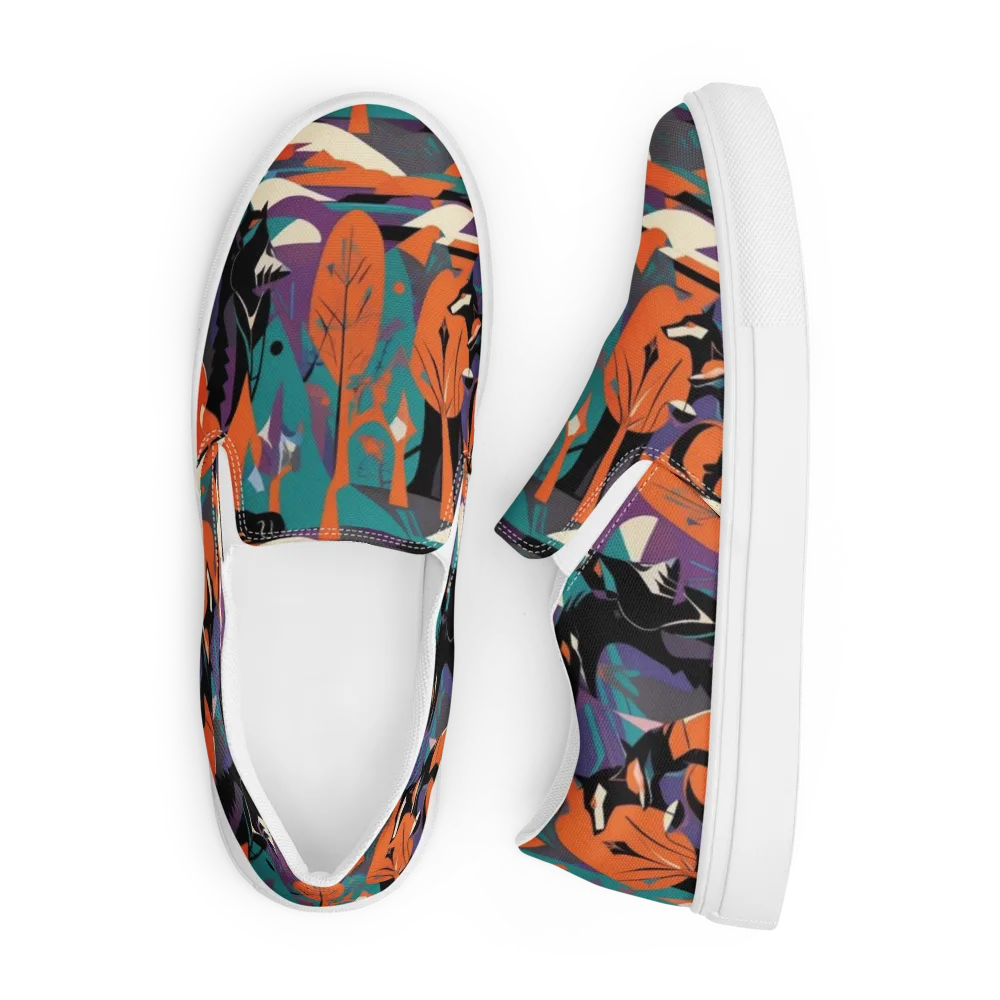 Vermilion Woodland on Men's Slip-On Canvas Shoes — Front