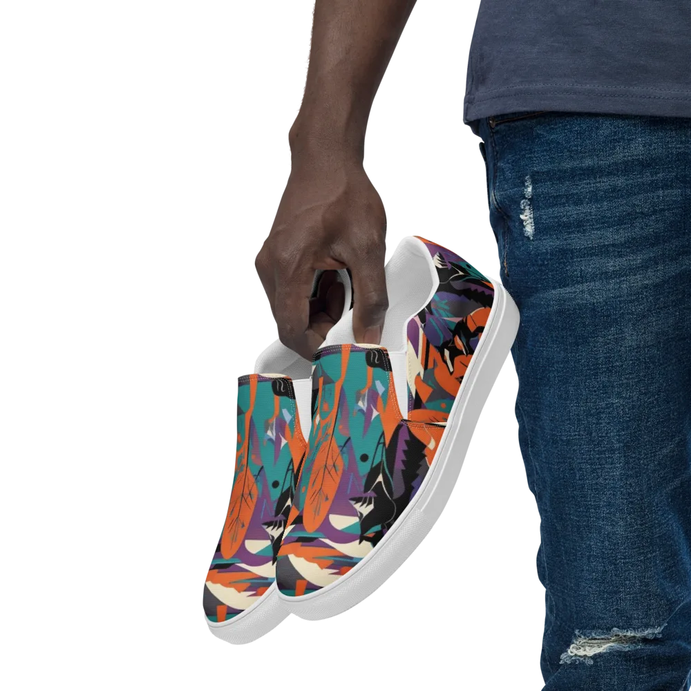 Vermilion Woodland on Men's Slip-On Canvas Shoes — Left Front