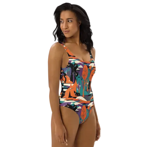 Vermilion Woodland on a One-Piece Swimsuit
